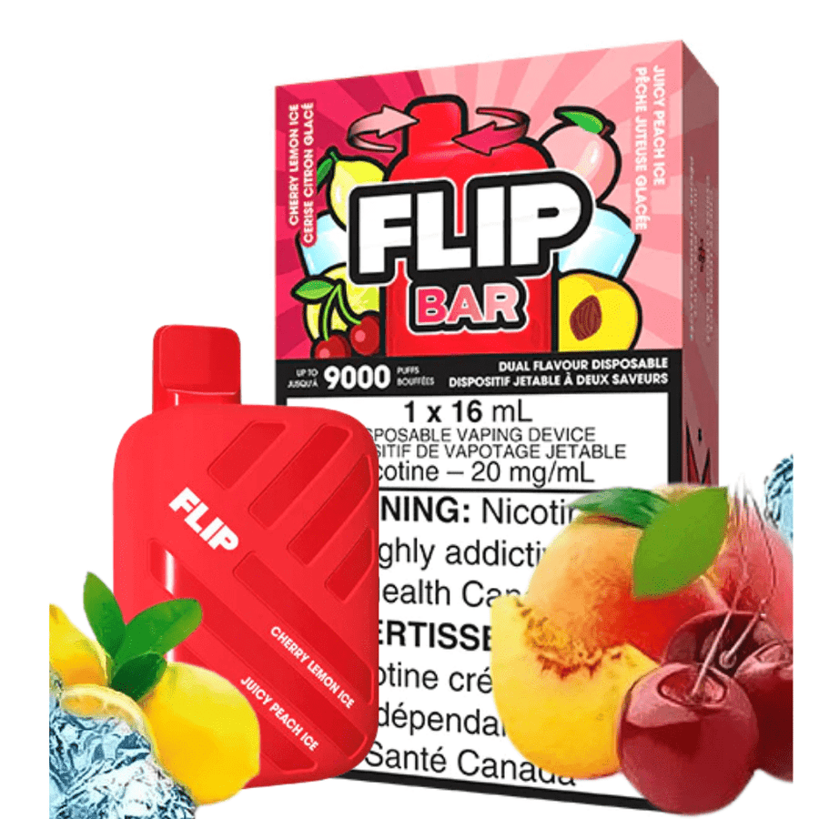 FLIP BAR Disposables 20mg Flip Bar 9000 Disposable Vape-Cherry Lemon Ice & Juicy Peach Ice