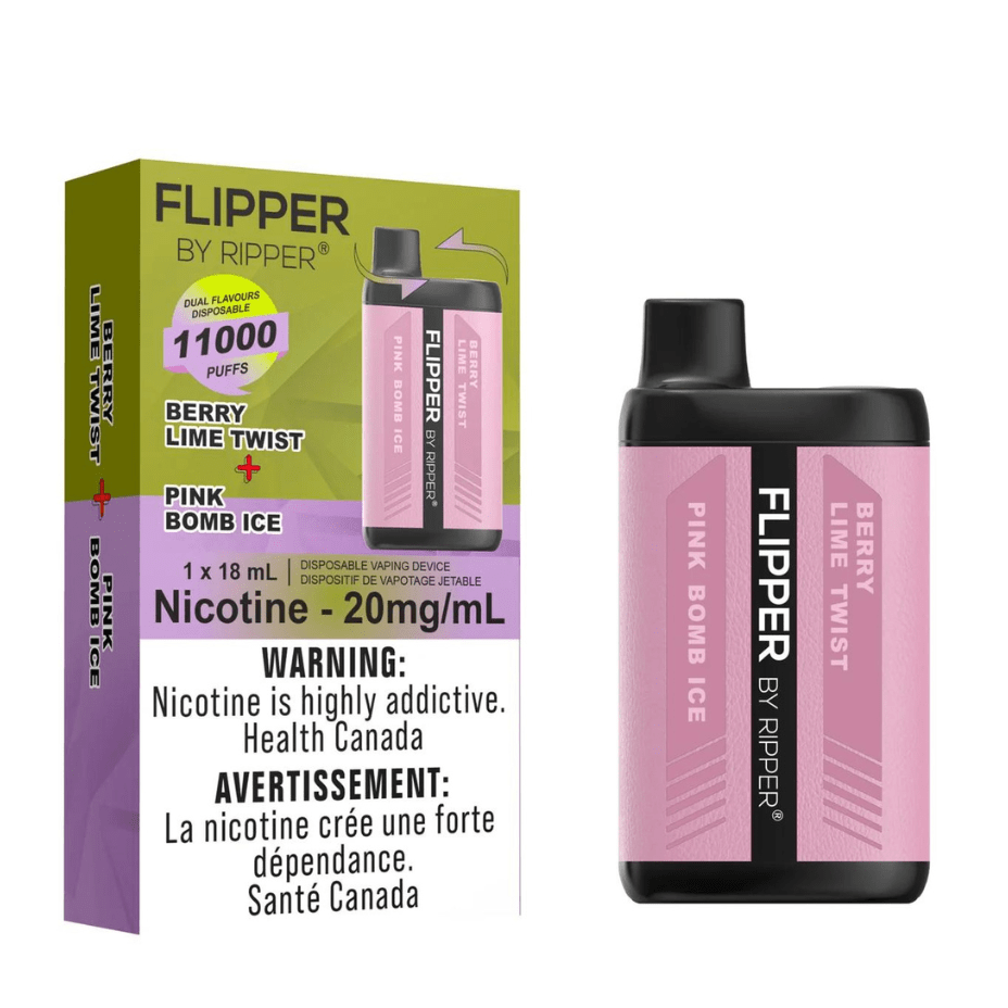 RufPuf Disposables Disposables 11000 Puffs / 20mg Flipper 11000 Disposable Vape-Berry Lime Twist + Pink Bomb Ice Flipper 11000 Disposable Vape - Shop Disposable Vape Sales at Winkler Vape SuperStore and Bong Shop Manitoba, Canada