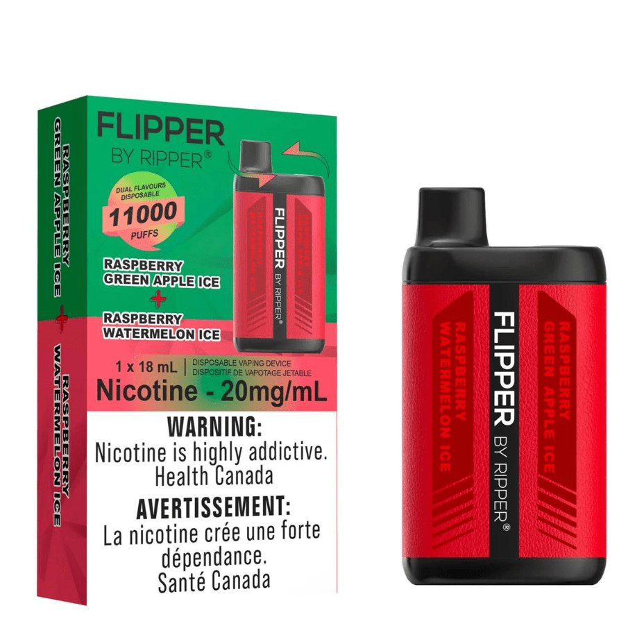 RufPuf Disposables Disposables 11000 Puffs / 20mg Flipper 11000 Disposable Vape-Raspberry Green Apple Ice + Raspberry Watermelon Ice Flipper 11000 Disposable Vape - Disposables Online at Winkler Vape SuperStore and Bong Shop Manitoba, Canada