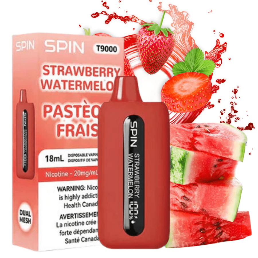 Spin Vape Disposables 20mg / 9000 Puffs Spin T9000 Disposable Vape-Strawberry Watermelon Spin T9000 Disposable Vape-Strawberry Watermelon-Winkler Vape 
