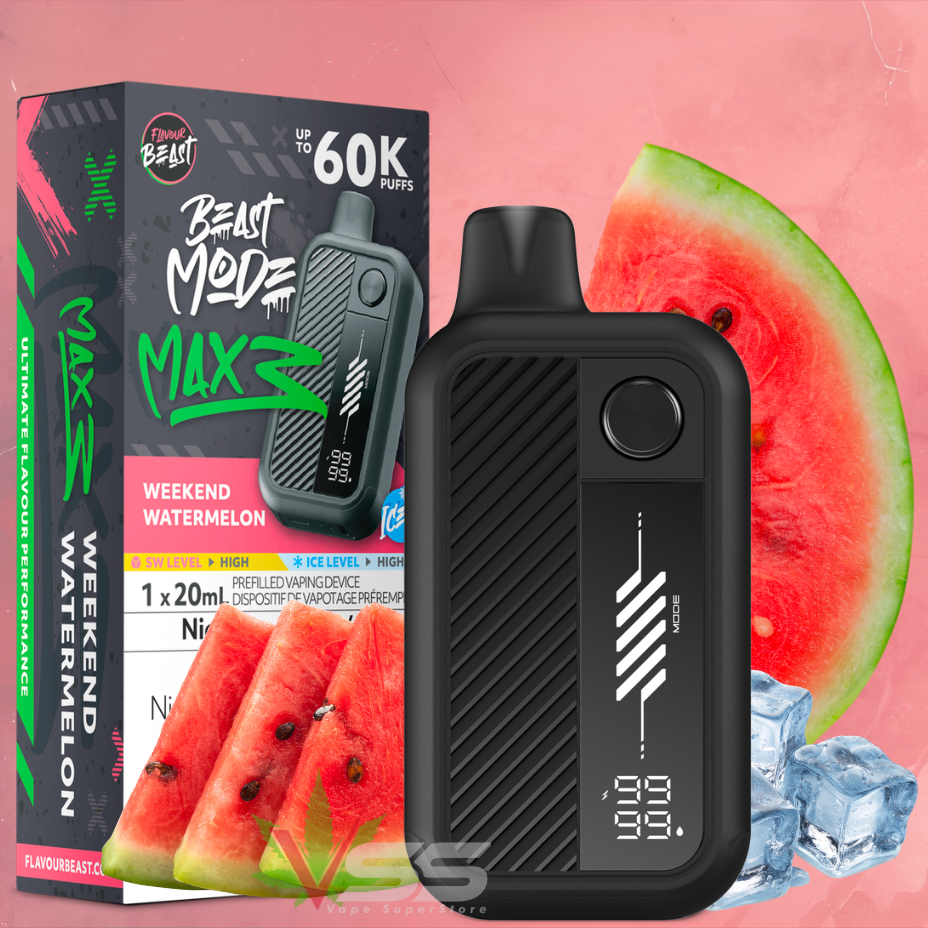 Buy Flavour Beast Mode Max 3 60K Disposable Vape - Weekend Watermelon Ice at Winkler Vape SuperStore and Bong Shop in Manitoba Canada