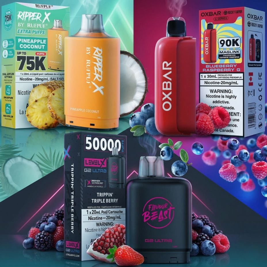 Closed Pods by Oxbar, Ripper X and Level X in  Winkler Vape SuperStore and Bong Shop Manitoba Canada