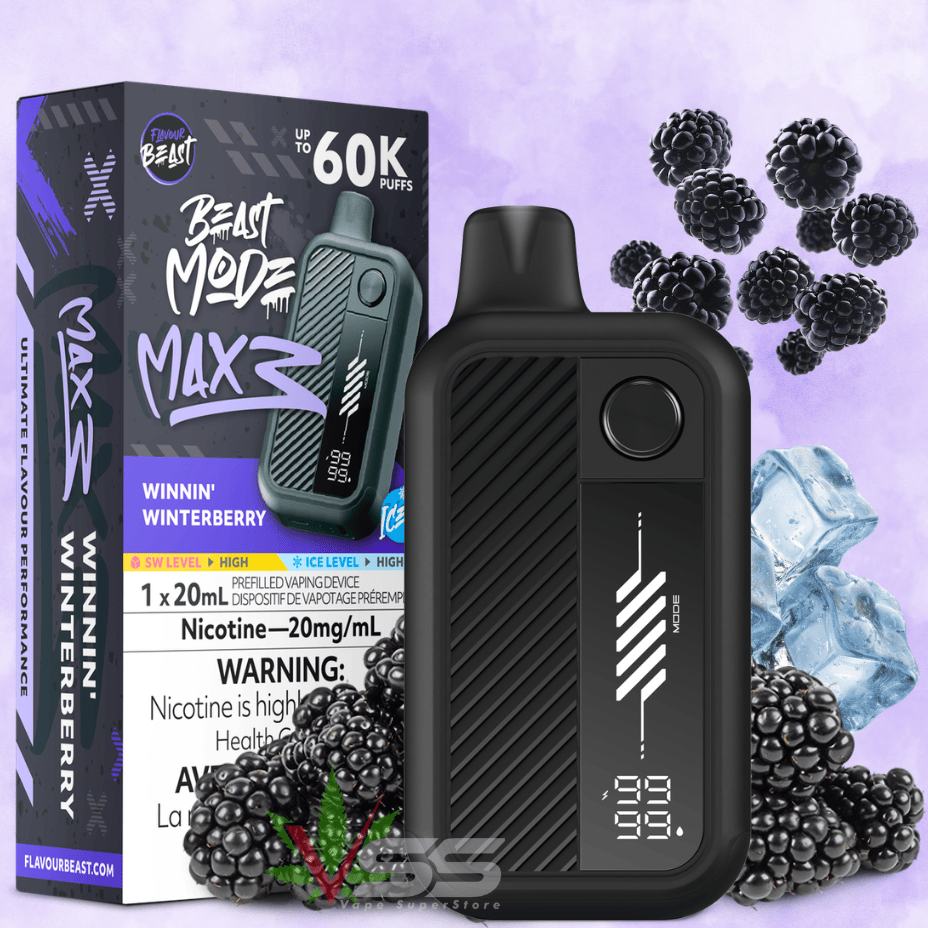 Flavour Beast Mode Max 3 60K Disposable Vape - Winnin' Winterberry Ice 20mg / 60000 Puffs Winkler Vape SuperStore and Bong Shop Manitoba Canada