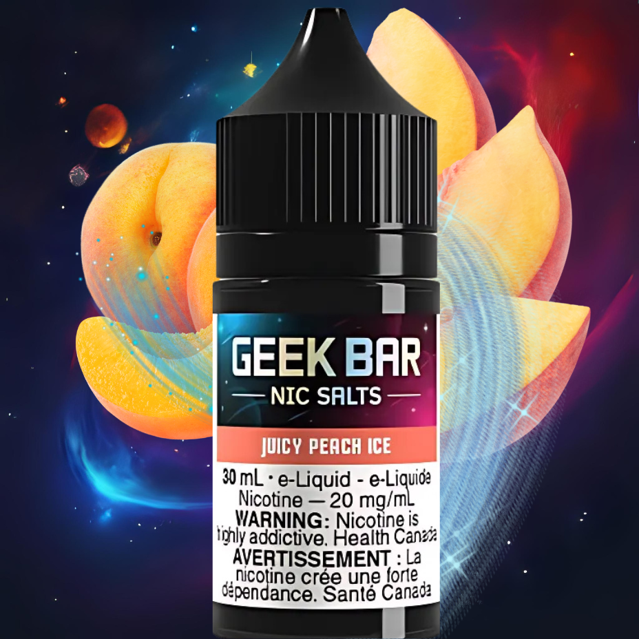 Geek Bar Salts Juicy Peach Ice 30mL 20mg Winkler Vape SuperStore and Bong Shop Manitoba Canada