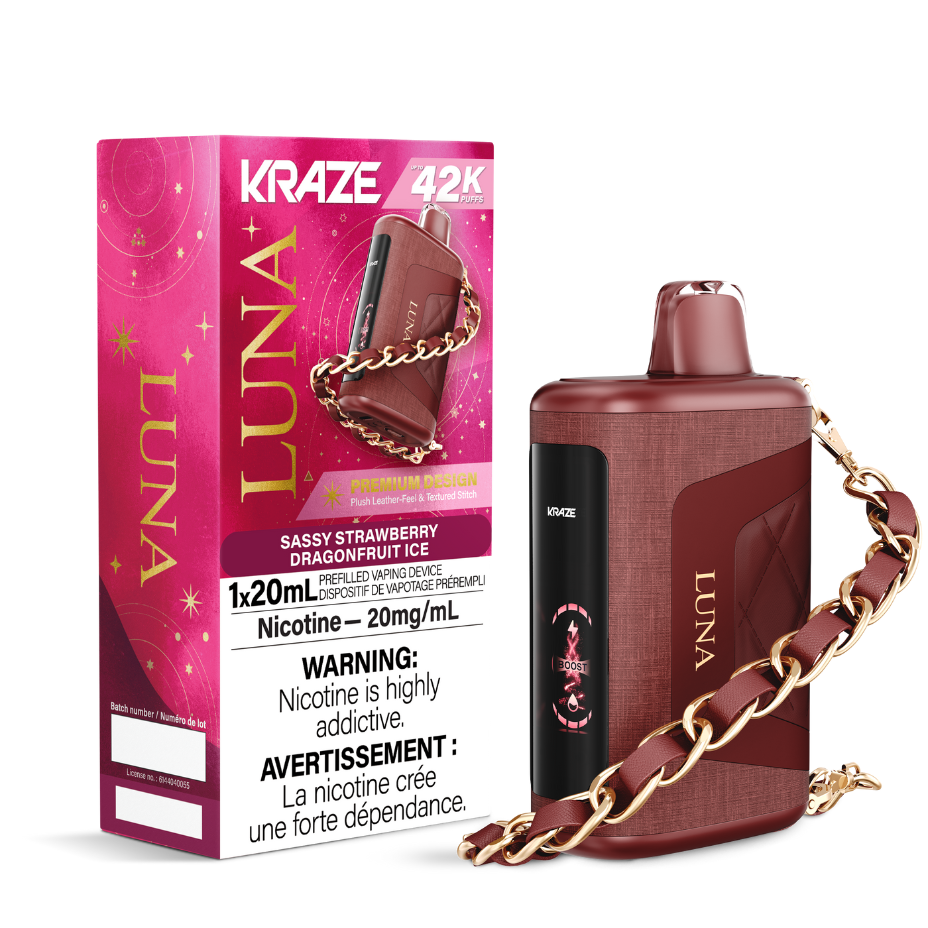 Kraze Luna Disposable Vape-Sassy Strawberry Dragonfruit Ice