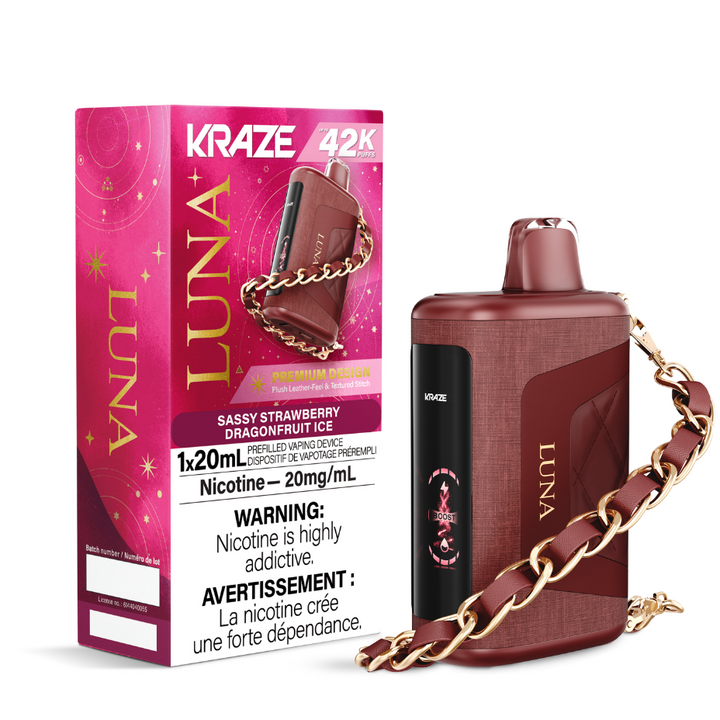 Kraze Luna Disposable Vape-Sassy Strawberry Dragonfruit Ice