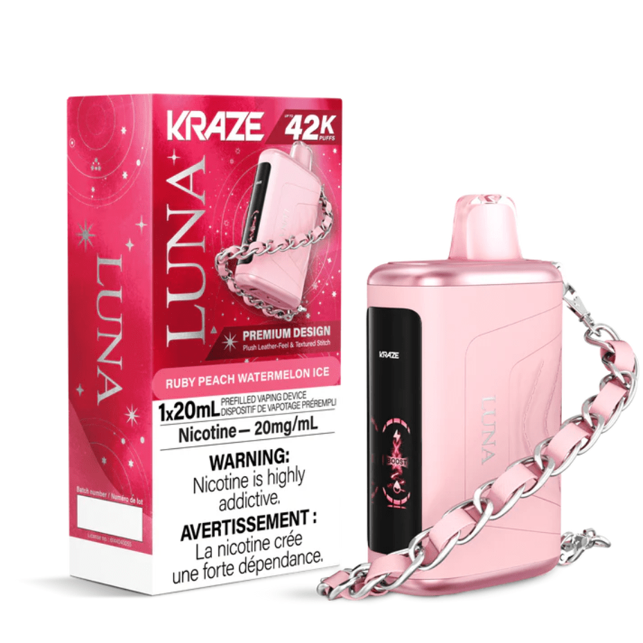 Kraze Luna Disposable Vape 42k-Ruby Peach Watermelon Ice in Manitoba Canada