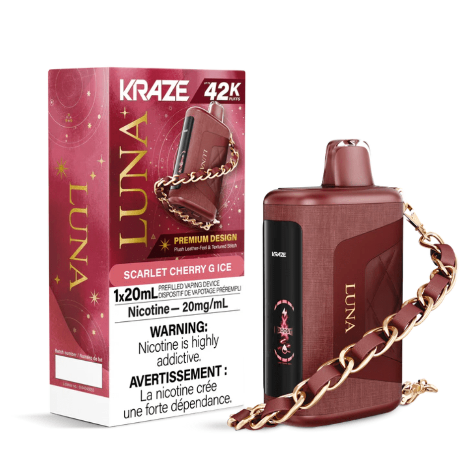 Kraze Luna Disposable Vape 42k-Scarlet Cherry G Ice in Manitoba Canada