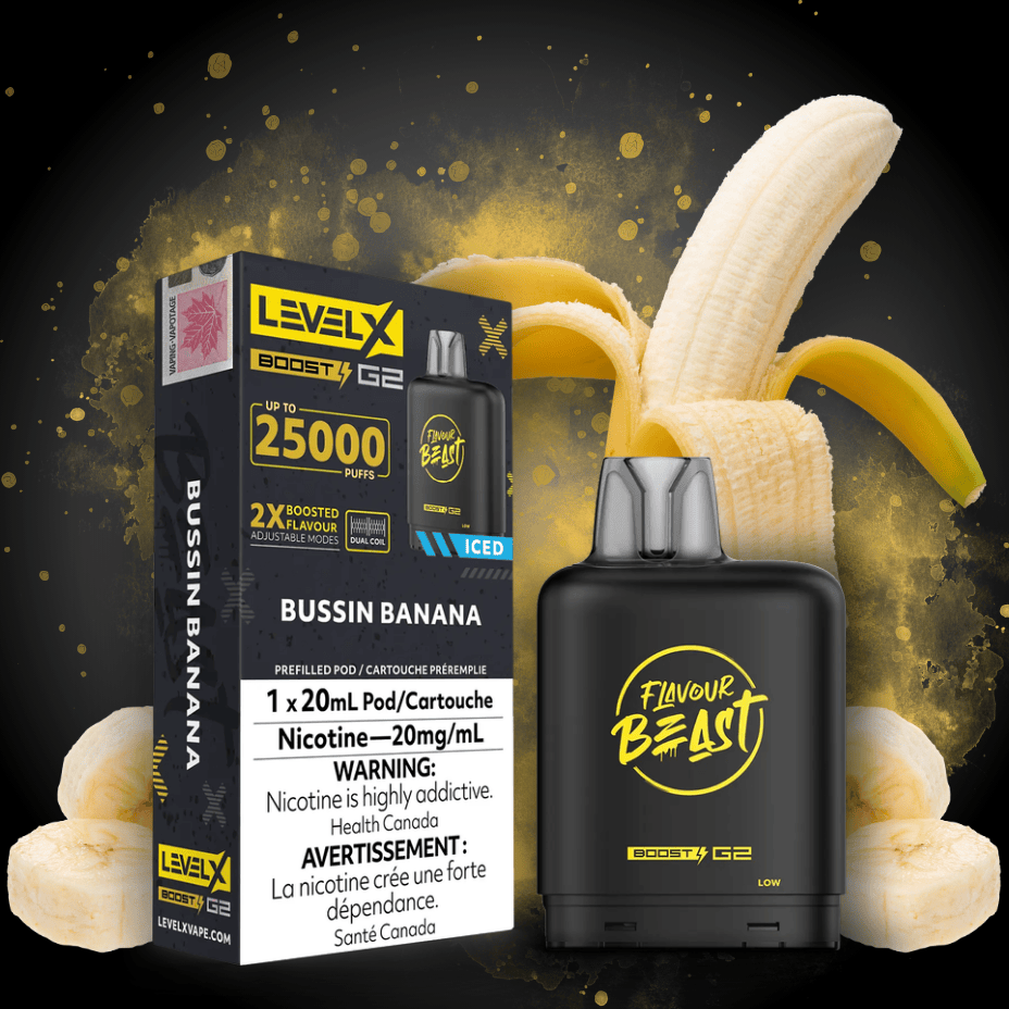 Level x G2 Ultra 50K Closed Pod / Bussin Banana Iced Winkler Vape SuperStore and Bong Shop Manitoba Canada