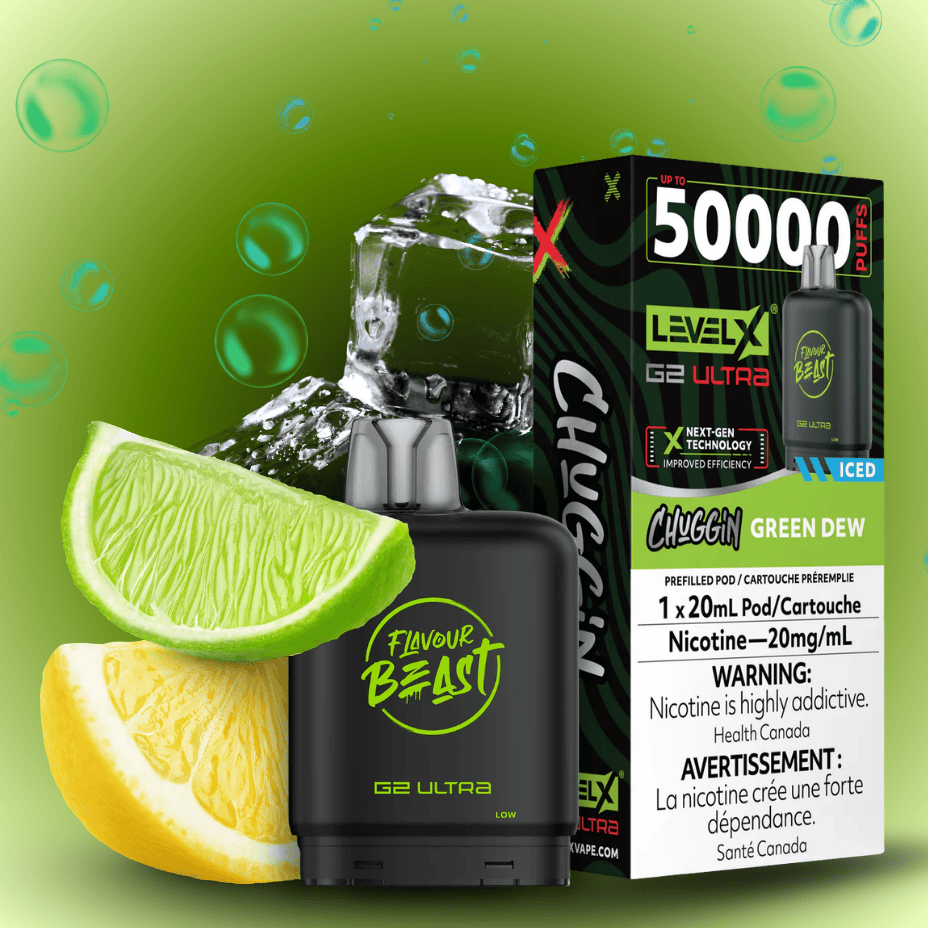 Level x G2 Ultra 50K Closed Pods / Green Dew Iced Winkler Vape SuperStore and Bong Shop Manitoba Canada