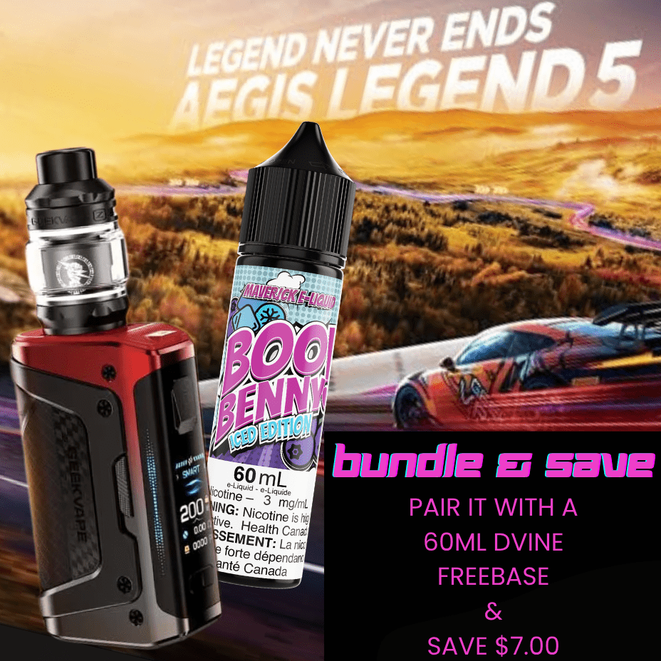 Geek Vape Aegis Legend 5 Box Mod and Maverick 60mL Freebase at Winkler Vape SuperStore and Bong Shop in Manitoba Canada 1