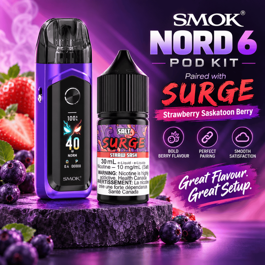 Smok Nord 6 with Surge Straw Sask the perfect pairing found only in Winkler at Vape SuperStore