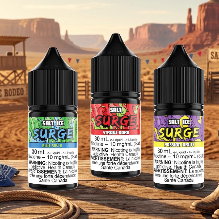 Surge Salt 30mL / 20mg Blue Sky B Ice, Straw Barb, Passion Brute Ice Winkler Vape SuperStore and Bong Shop Manitoba Canada
