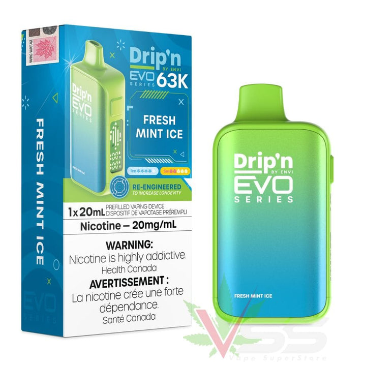Drip'n by Envi Evo 63K Disposable Vape - Fresh Mint Ice Winkler Vape SuperStore and Bong Shop Manitoba Canada