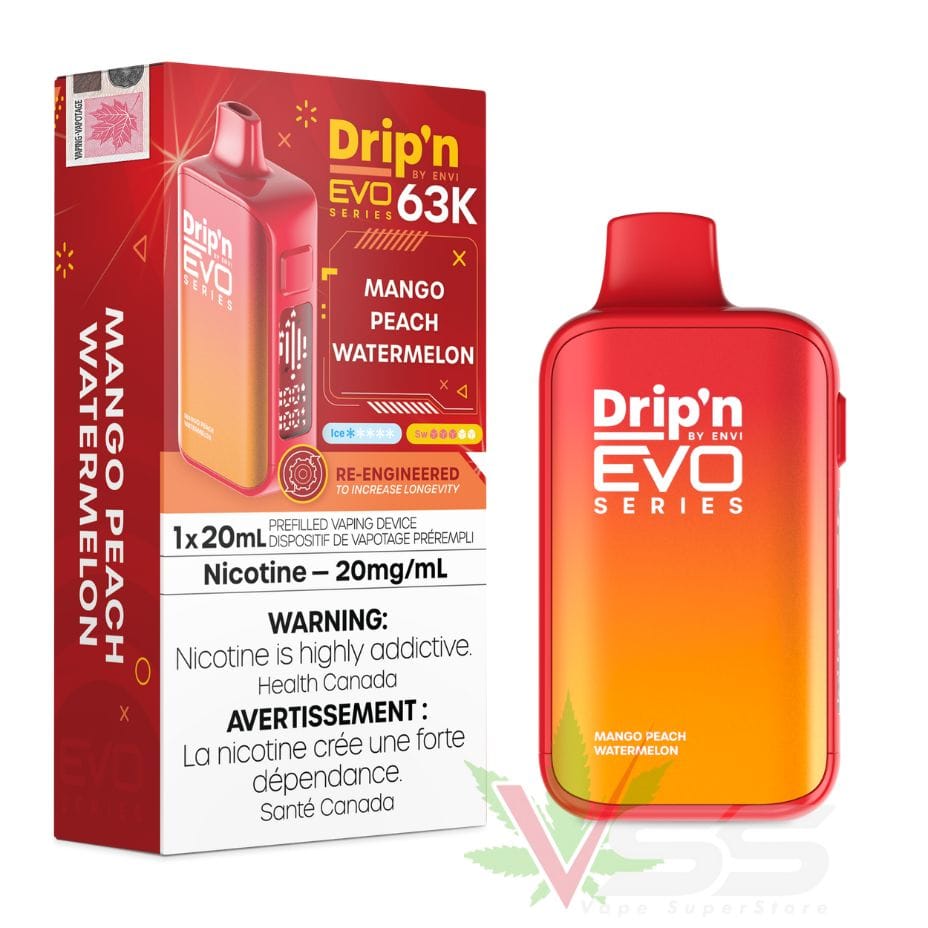 Drip'n by Envi Evo 63K Disposable Vape - Mango Peach Watermelon Winkler Vape SuperStore and Bong Shop Manitoba Canada