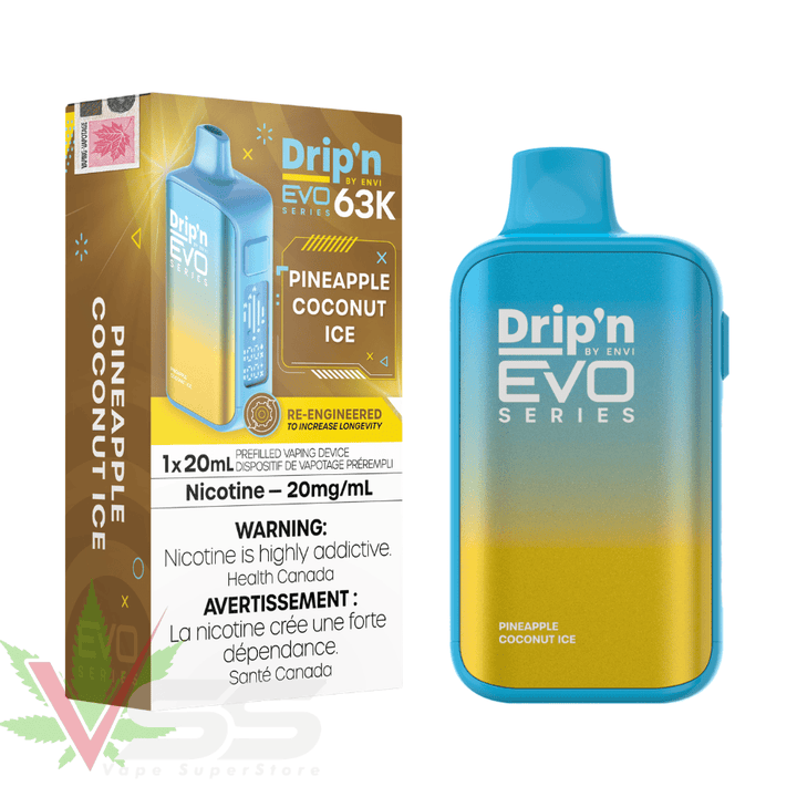 Drip'n by Envi Evo 63k Disposable Vape - Pineapple Coconut Ice 63000 Puffs / 20mg Winkler Vape SuperStore and Bong Shop Manitoba Canada