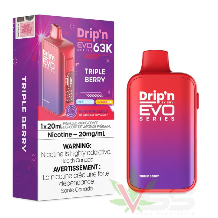 Drip'n by Envi Evo 63K Disposable Vape - Triple Berry Winkler Vape SuperStore and Bong Shop Manitoba Canada