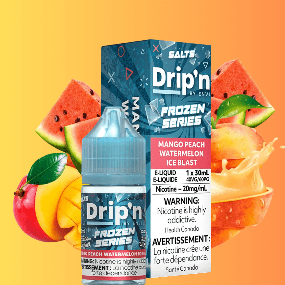 Drip'n by Envi Frozen Salt-Mango Peach Watermelon Ice Blast Airdrie Vape SuperStore and Bong Shop Alberta Canada
