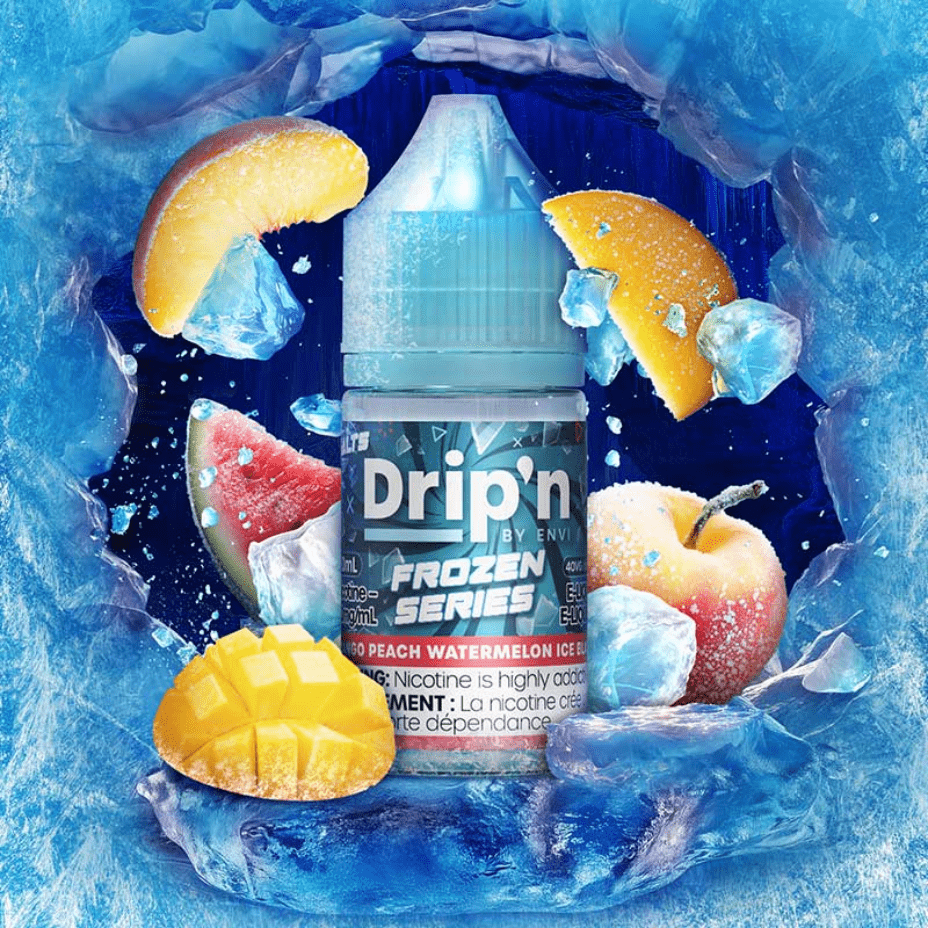 Drip'n by Envi Frozen Salt-Mango Peach Watermelon Ice Blast Airdrie Vape SuperStore and Bong Shop Alberta Canada