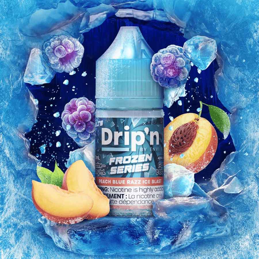 Drip'n by Envi Frozen Salt-Peach Blue Razz Ice Blast Airdrie Vape SuperStore and Bong Shop Alberta Canada