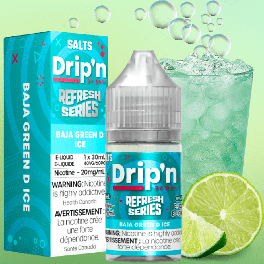 Drip'n by Envi Refresh Salt - Baja Green D Ice 20mg Winkler Vape SuperStore and Bong Shop Manitoba Canada