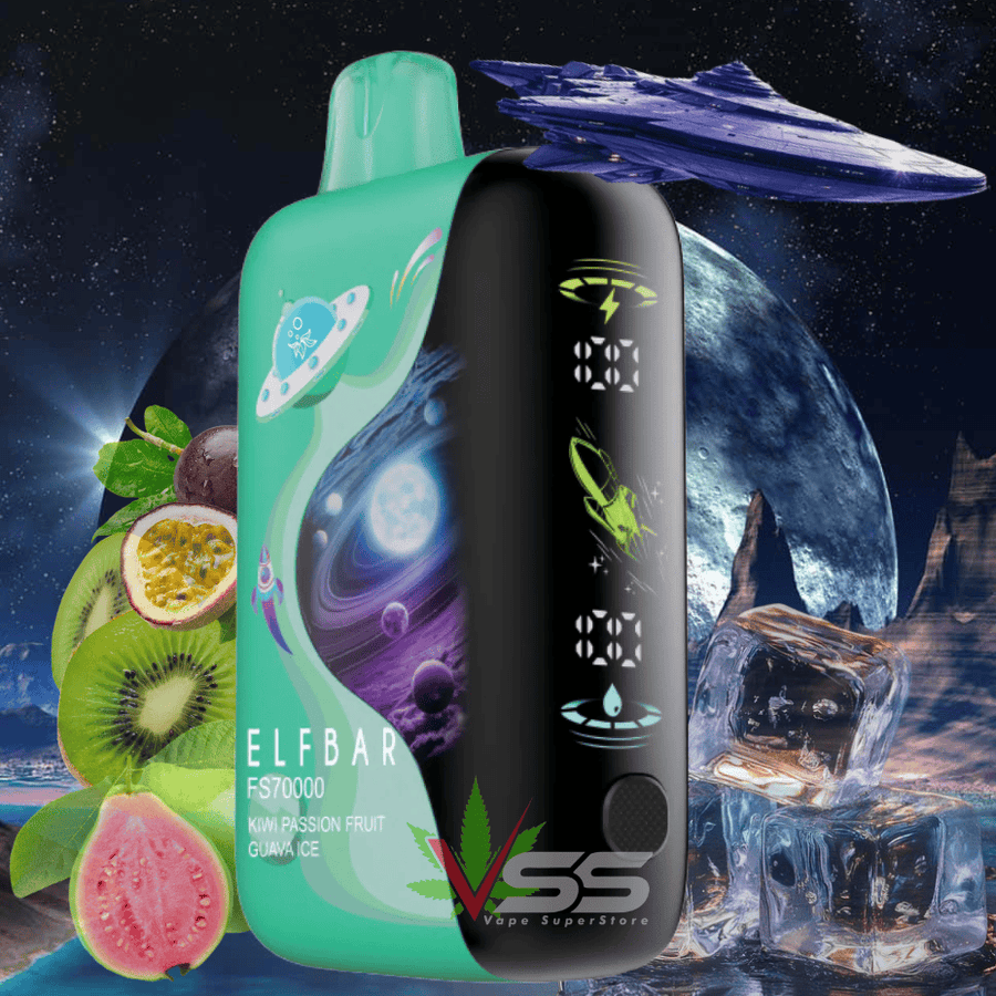 ELFBAR FS70K Disposable Vape - Kiwi Passionfruit Guava Ice 70000 / 20mg Winkler Vape SuperStore and Bong Shop Manitoba Canada