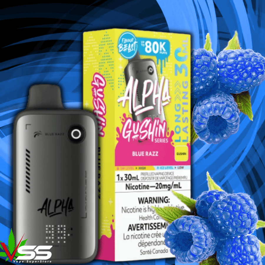 Flavour Beast Alpha 80K Disposable Vape-Gushin Blue Razz 80000 Puffs / 20mg Winkler Vape SuperStore and Bong Shop Manitoba Canada
