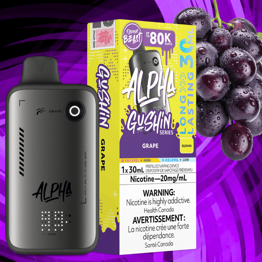 Flavour Beast Alpha 80K Disposable Vape-Gushin Grape 80000 Puffs / 20mg Winkler Vape SuperStore and Bong Shop Manitoba Canada
