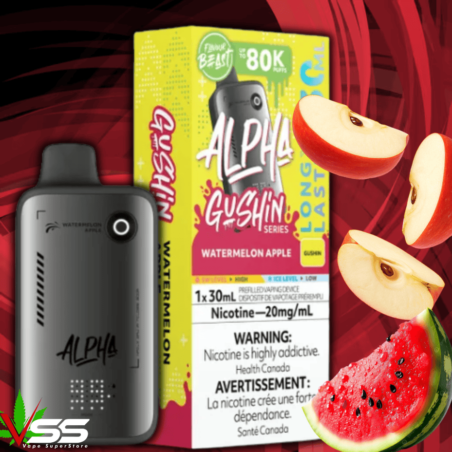 Flavour Beast Alpha 80K Disposable Vape-Gushin Watermelon Apple 80000 Puffs / 20mg Winkler Vape SuperStore and Bong Shop Manitoba Canada