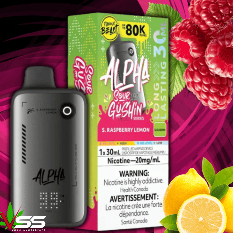 Flavour Beast Alpha 80K Disposable Vape-S. Raspberry Lemon 80000 Puffs / 20mg Winkler Vape SuperStore and Bong Shop Manitoba Canada