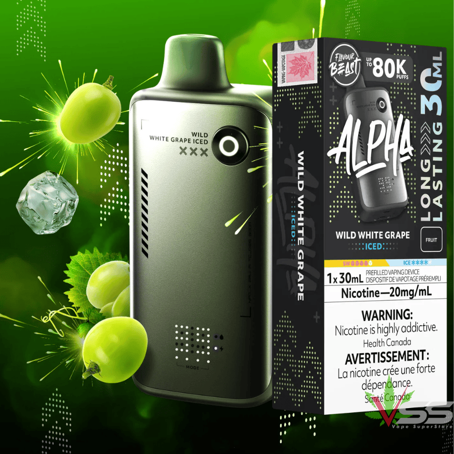 Flavour Beast Alpha 80K Disposable Vape-Wild White Grape Iced 80000 Puffs / 20mg Winkler Vape SuperStore and Bong Shop Manitoba Canada