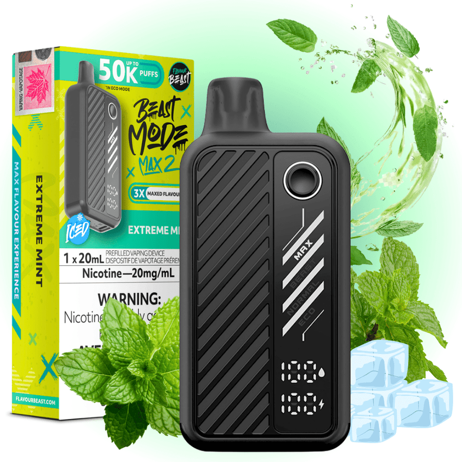 Flavour Beast Beast Mode Max 2 50k Disposable Vape - Extreme Mint 50000 / 20mg Winkler Vape SuperStore and Bong Shop Manitoba Canada