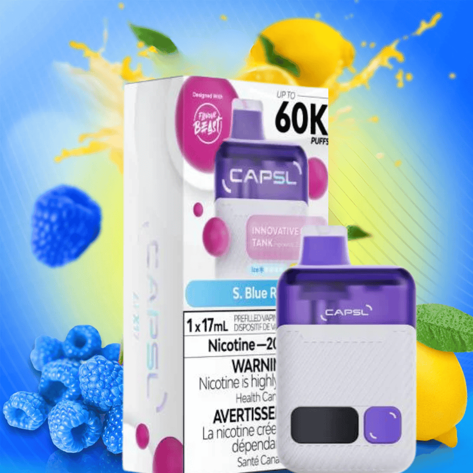 Flavour Beast CAPSL AFX17 60K Disposable Vape-S Blue razz 20mg/ml / 60K Winkler Vape SuperStore and Bong Shop Manitoba Canada