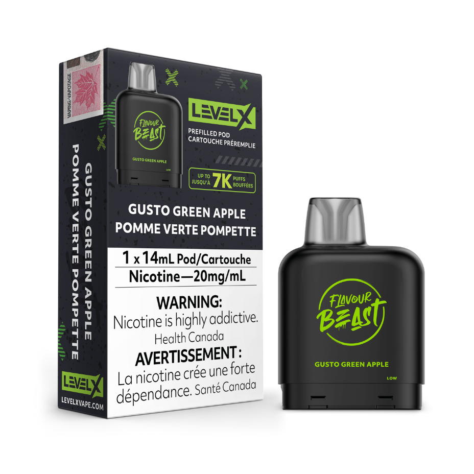 Flavour Beast Closed Pod Systems 20mg / 7000 Puffs Level X Flavour Beast Pod-Gusto Green Apple Level X Flavour Beast Pod-Gusto Green Apple-Winkler Vape SuperStore MB