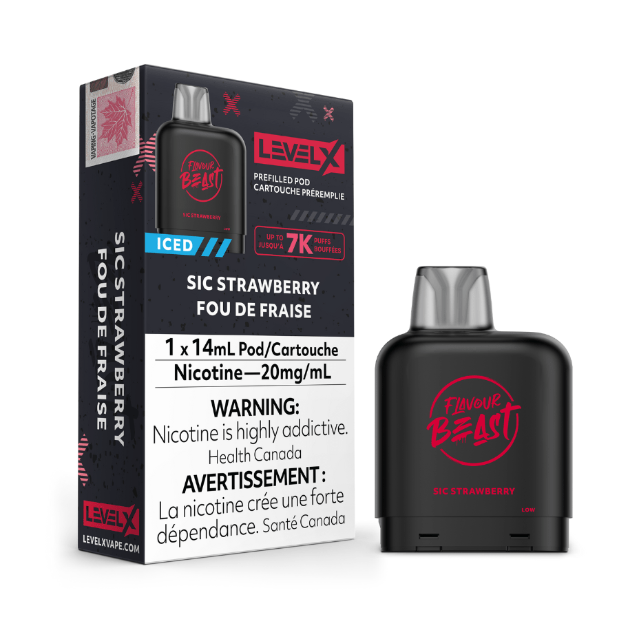 Flavour Beast Closed Pod Systems 20mg / 7000 Puffs Level X Flavour Beast Pod-Sic Strawberry Level X Flavour Beast Pod-Sic Strawberry-Winkler Vape SuperStore MB