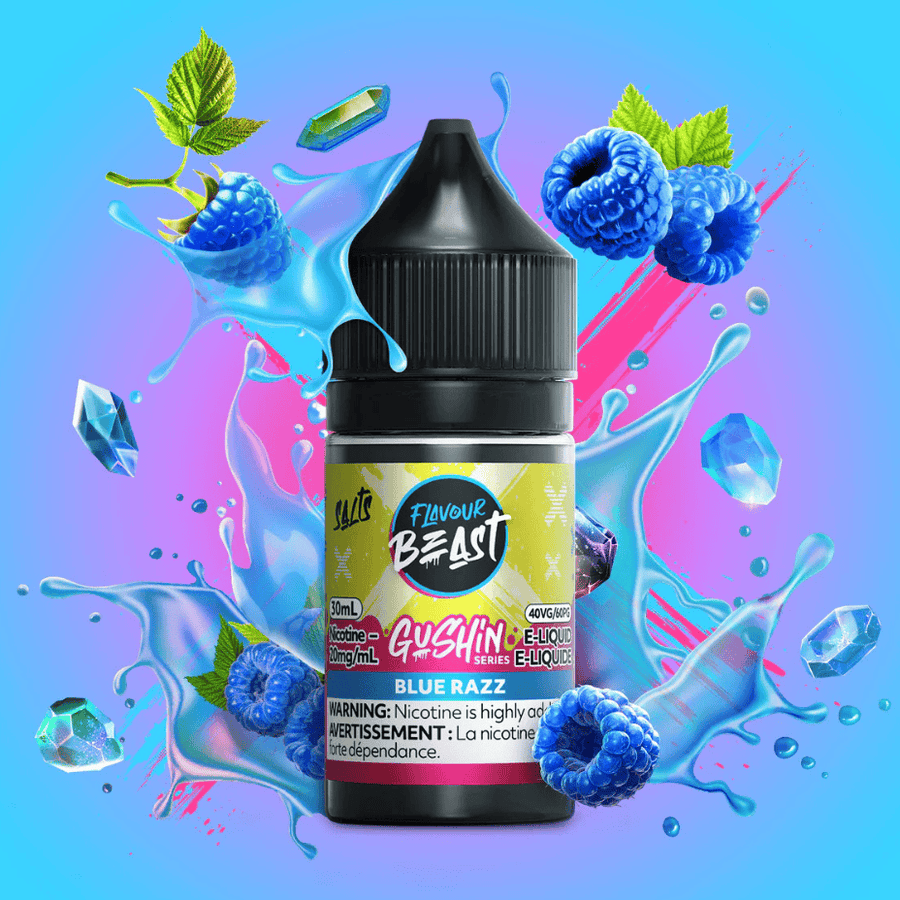 Flavour Beast Gushin Salts - Blue Razz 30ml 20mg / 30ml Winkler Vape SuperStore and Bong Shop Manitoba Canada