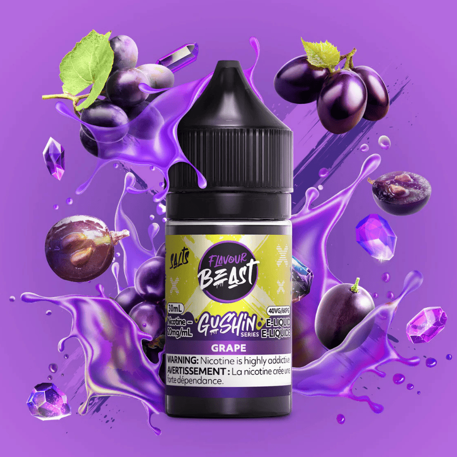 Flavour Beast Gushin Salts - Grape 30ml 30ml / 20mg Winkler Vape SuperStore and Bong Shop Manitoba Canada