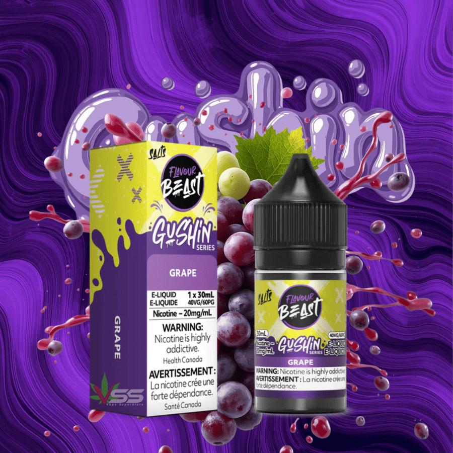 Flavour Beast Gushin Salts - Grape 30ml 30ml / 20mg Winkler Vape SuperStore and Bong Shop Manitoba Canada