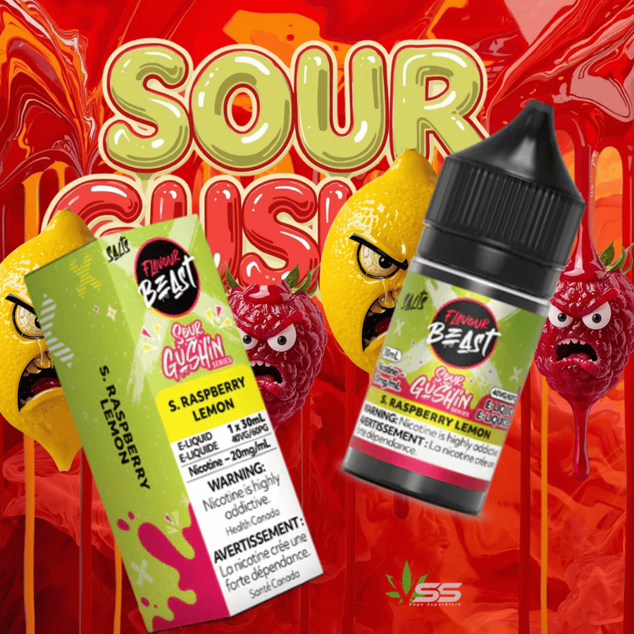 Flavour Beast Gushin Salts - S. Raspberry Lemon 30ml 30mL / 20mg Winkler Vape SuperStore and Bong Shop Manitoba Canada