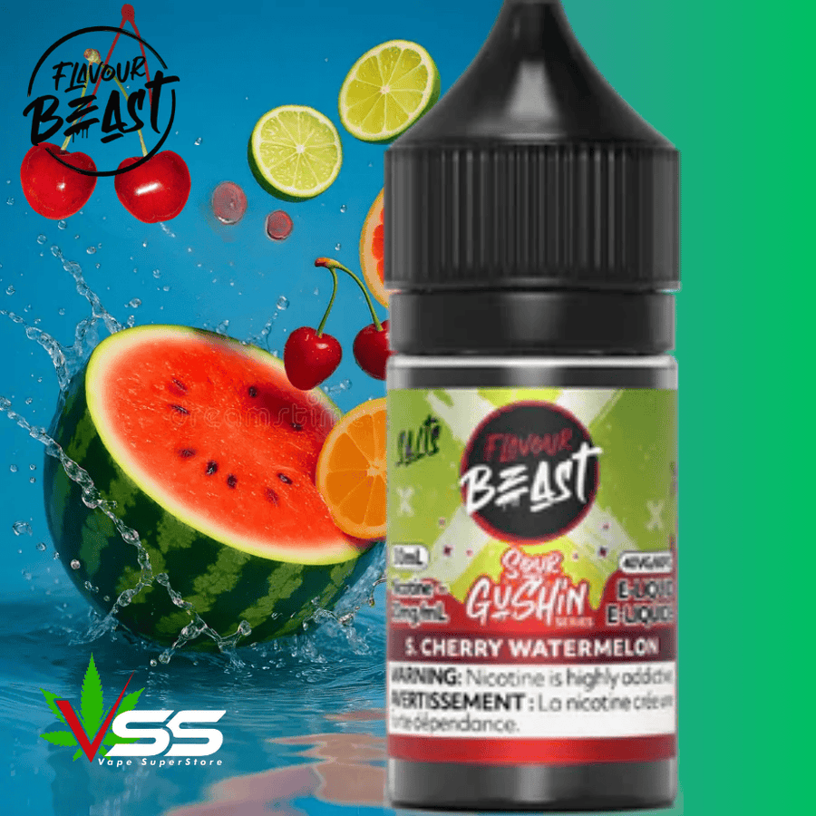 Flavour Beast Gushin Salts - Sour Cherry Watermelon 30ml / 20mg Winkler Vape SuperStore and Bong Shop Manitoba Canada