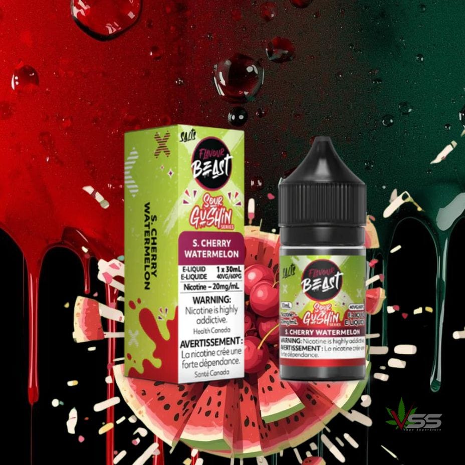 Flavour Beast Gushin Salts - Sour Cherry Watermelon 30ml / 20mg Winkler Vape SuperStore and Bong Shop Manitoba Canada
