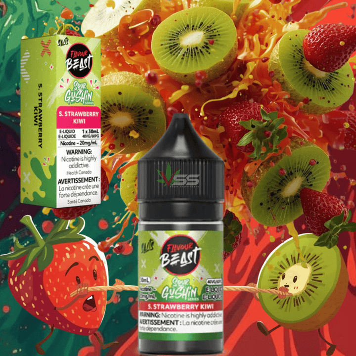 Flavour Beast Gushin Salts - Sour Strawberry Kiwi 30ml / 20mg Winkler Vape SuperStore and Bong Shop Manitoba Canada