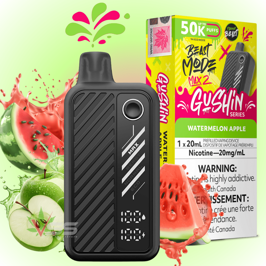 Flavour Beast Max 2 Disposable Vape-Gushin Watermelon Apple 20mg / 50000 Puffs Winkler Vape SuperStore and Bong Shop Manitoba Canada