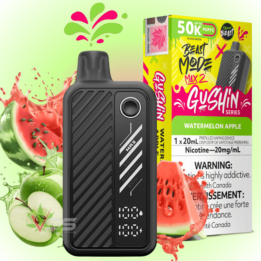 Flavour Beast Max 2 Disposable Vape-Gushin Watermelon Apple 20mg / 50000 Puffs Winkler Vape SuperStore and Bong Shop Manitoba Canada