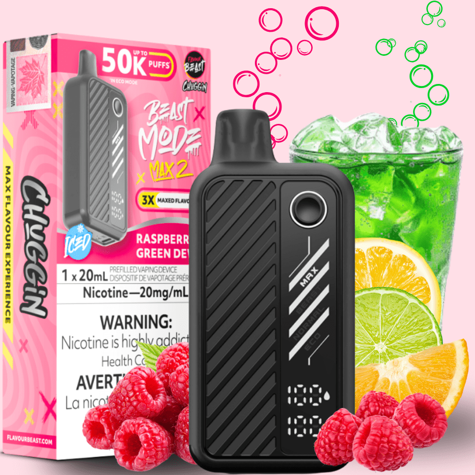 Flavour Beast Max 2 Disposable Vape-Raspberry Green Dew ICED 50000 / 20mg Winkler Vape SuperStore and Bong Shop Manitoba Canada