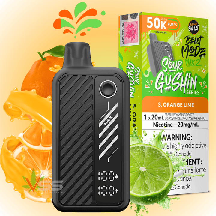 Flavour Beast Mode Max 2 50k Disposable Vape Gushin S. Orange Lime Winkler Vape SuperStore and Bong Shop Manitoba Canada