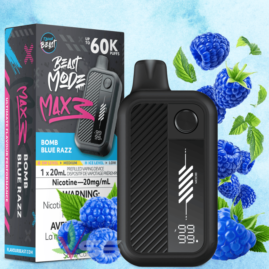 Flavour Beast Mode Max 3 60K Disposable Vape - Bomb Blue Razz 60000 Puffs / 20mg Winkler Vape SuperStore and Bong Shop Manitoba Canada