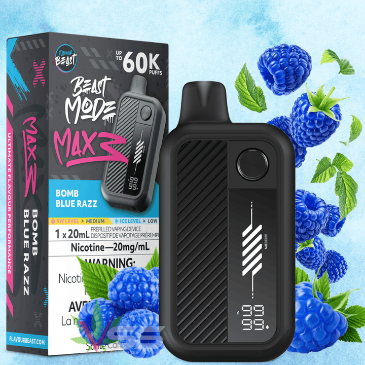 Flavour Beast Mode Max 3 60K Disposable Vape - Bomb Blue Razz 60000 Puffs / 20mg Winkler Vape SuperStore and Bong Shop Manitoba Canada