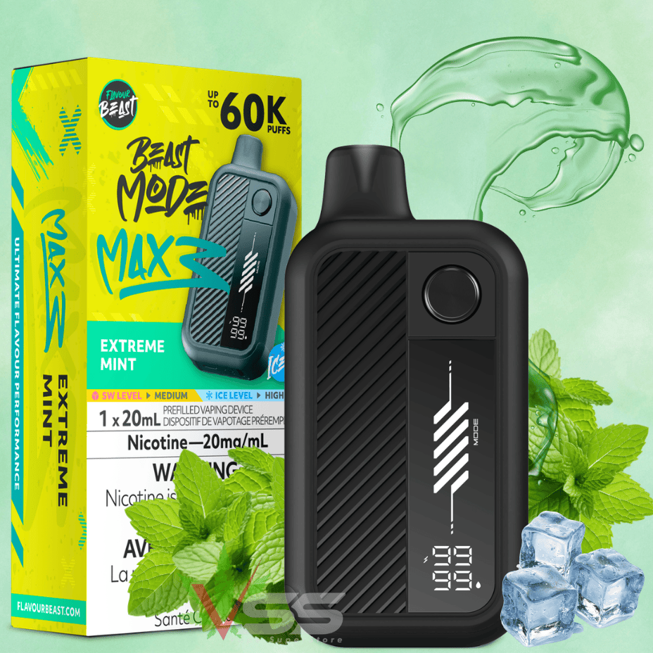 Flavour Beast Mode Max 3 60K Disposable Vape - Extreme Mint 60000 Puffs / 20mg Winkler Vape SuperStore and Bong Shop Manitoba Canada