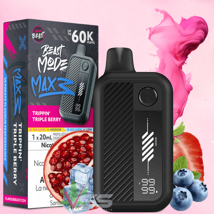 Flavour Beast Mode Max 3 60K Disposable Vape - Trippin' Triple Berry 60000 Puffs / 20mg Winkler Vape SuperStore and Bong Shop Manitoba Canada